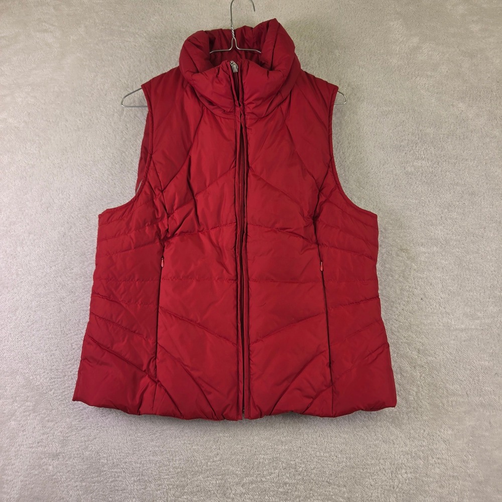 Kenneth Cole Reaction Womens Red Puffer Vest Quilted Full Zip Size L